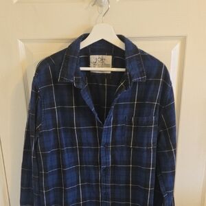 Joe Fresh Navy and White Plaid Men's Shirt